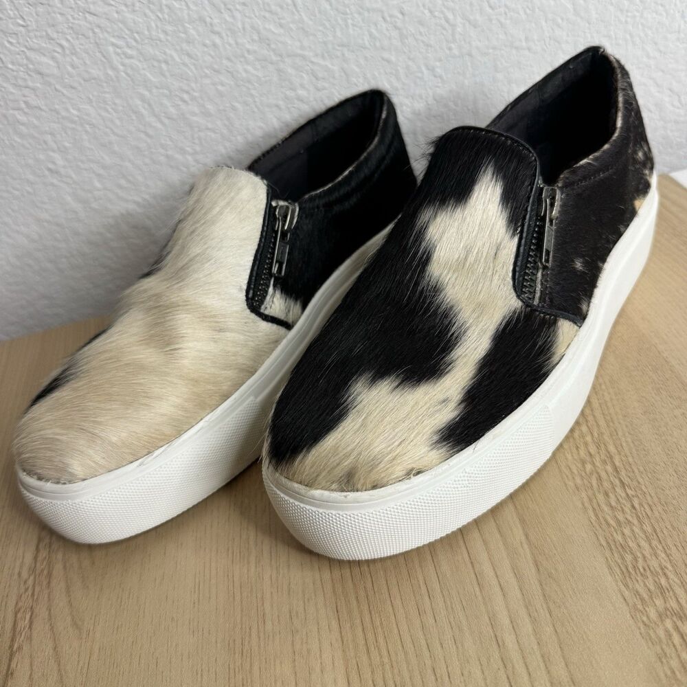 Myra Bags Slip On Sneakers Cowhide Leather Women's Sz 38 Shoes Black & Tan